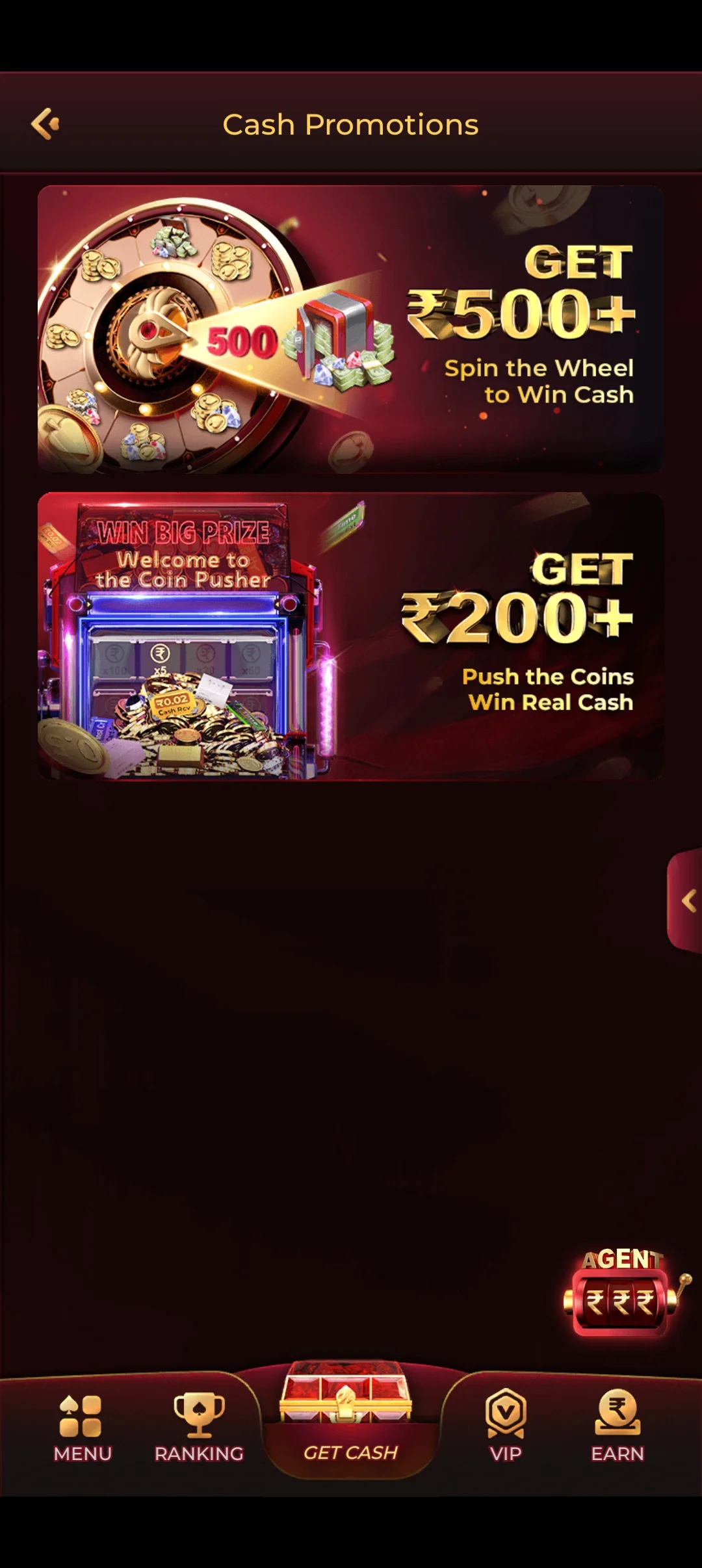 RS9-bet App prizes screen